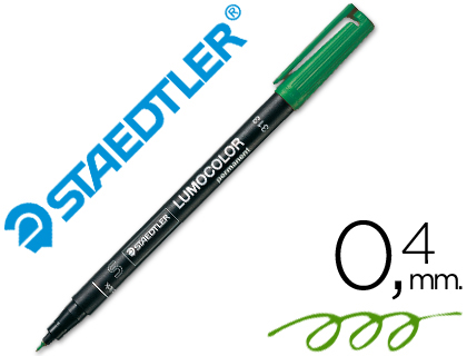 ROTULADOR STAEDTLER LUMOCOLOR RETROPROYECCION PUNTA DE FIBRA PERMANENTE 313-5 VERDE PUNTA SUPER FINA REDONDA 0.4 MM