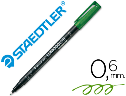 ROTULADOR STAEDTLER LUMOCOLOR RETROPROYECCION PUNTA DE FIBRAPERMANENTE 318-5 VERDE PUNTA FINA REDONDA 0.6 MM