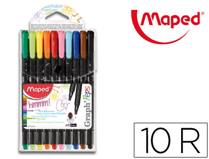 ROTULADOR MAPED PUNTA DE METAL GRAPH PEPS FINE LINER ESTUCHE DE 10 COLORES SURTIDOS