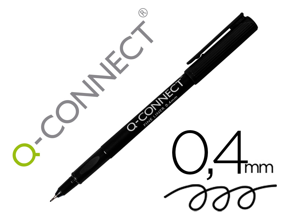 ROTULADOR Q-CONNECT PUNTA DE FIBRA FINE LINER NEGRO 0,4 MM