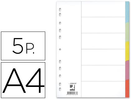SEPARADOR Q-CONNECT CARTULINA JUEGO DE 5 SEPARADORES DIN A4 MULTITALADRO
