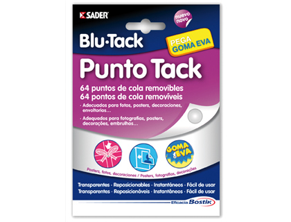 SUJETACOSA MASILLA BOSTIK BLU TACK PUNTO DE COLA REMOVIBLE BLISTER DE 64 UNIDADES