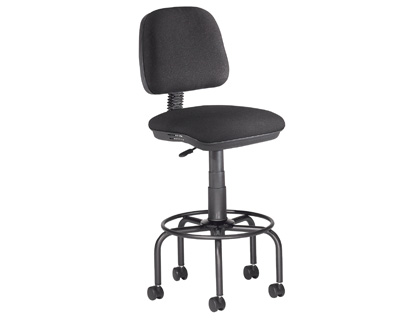 TABURETE CON RESPALDO ROCADA PARA MESA DE DIBUJO NEGRO REGULABLE EN ALTURA HASTA 725 MM TELA IGNIFUGA