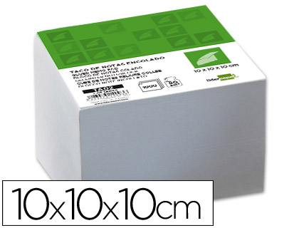 TACO PAPEL LIDERPAPEL ENCOLADO BLANCO 1000 HOJAS 100X100X100 MM 80 GR