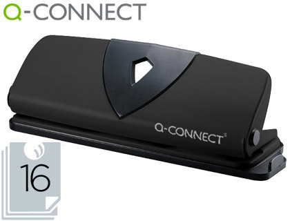 TALADRADOR Q-CONNECT KF01238 NEGRO 4 TALADROS ABERTURA 1,6 MM CAPACIDAD 16 HOJAS