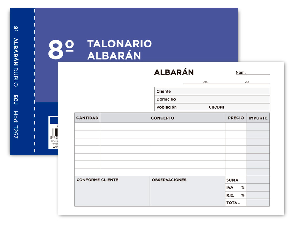 TALONARIO LIDERPAPEL ALBARAN OCTAVO DUPLICADO APAISADO