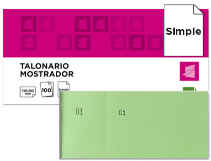 TALONARIO LIDERPAPEL MOSTRADOR 50X110 MM TL12 VERDE CON MATRIZ