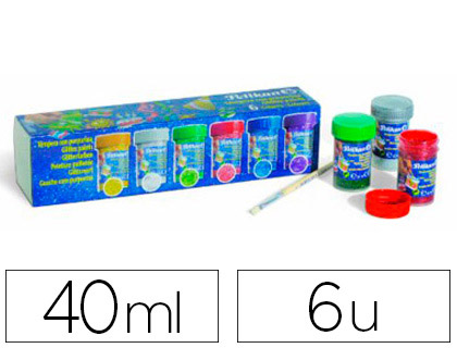 TEMPERA PELIKAN GLITTER 20 ML 942/20S CAJA 6 COLORES SURTIDOS + PINCEL