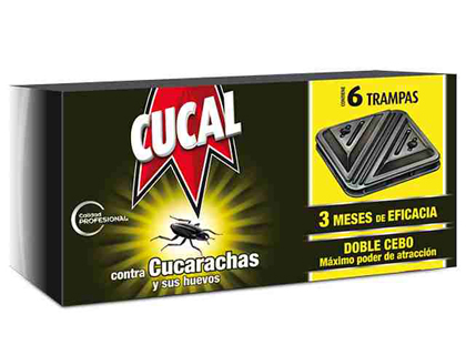 TRAMPA CUCAL CONTRA CUCARACHAS Y HUEVOS DOBLE CEBO 3 MESES DE EFICACIA PACK DE 6 TRAMPAS