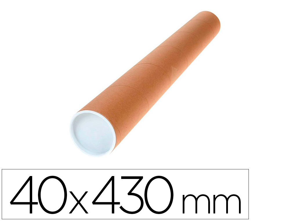 TUBO DE CARTON Q-CONNECT PORTADOCUMENTOS CARTONCILLO ENCOLADO RECICLADO 1,8 MM CON 2 TAPAS DE PLASTICO 40X430 MM