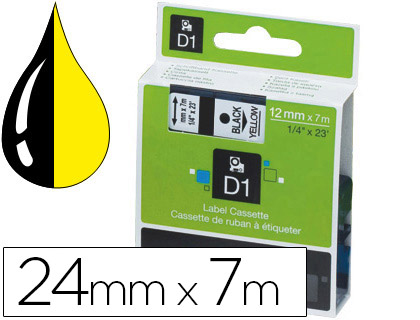 CINTA DYMO 1000 NEGRO-AMARILLO 24 MM X 7 M D1