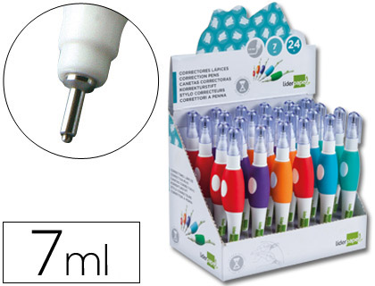 CORRECTOR LIDERPAPEL LAPIZ ROLLER -PUNTA METALICA DE 1.6 MM CAPACIDAD 7 ML -EXPOSITOR DE 24 UNIDADES