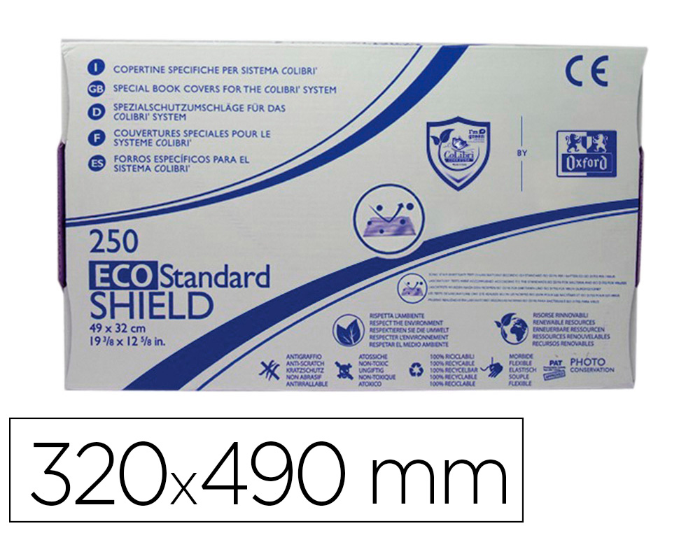 FUNDA PARA LIBROS COLIBRI ECO SHIELD STANDARD 320X490 MM