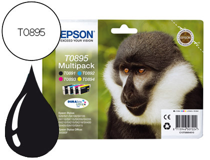 INK-JET EPSON T0895 MULTIPACK STYLUS S21/ SX100/SX105/ SX115/SX215/SX218/ SX400/SX40/ SX415 BX300 NEGRO