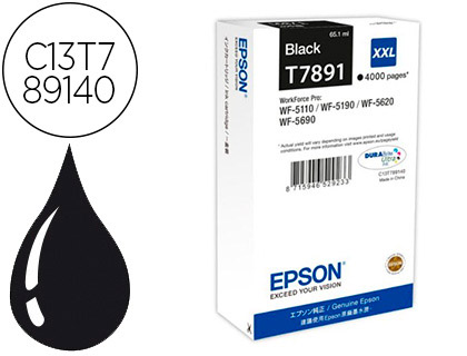 INK-JET EPSON T7891XXL WF-5110 / 5190 / 5620 / 5690 NEGRO ALTA CAPACIDAD