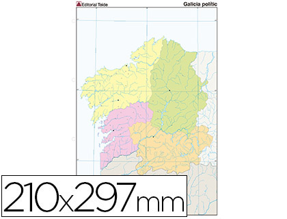 MAPA MUDO COLOR DIN A4 GALICIA POLITICO