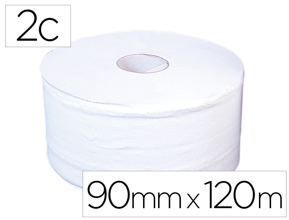 PAPEL HIGIENICO JUMBO 2 CAPAS BLANCO MANDRIL DE 60 MM PARA DISPENSADOR 325