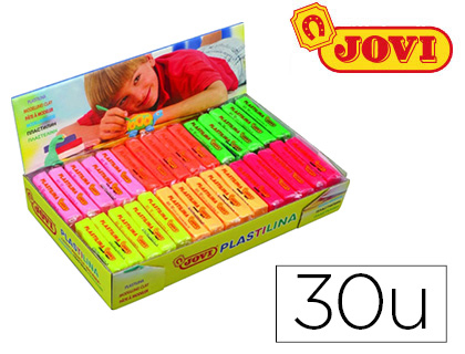 PLASTILINA JOVI 70F TAMAÑO PEQUEÑO CAJA DE 30 UNIDADES COLORES FLUORESCENTES SURTIDOS