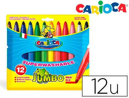 ROTULADOR CARIOCA JUMBO PUNTA GRUESA ESTUCHE DE 12 UNIDADES COLORES SURTIDOS