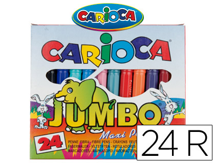 ROTULADOR CARIOCA JUMBO PUNTA GRUESA ESTUCHE DE 24 UNIDADES COLORES SURTIDOS