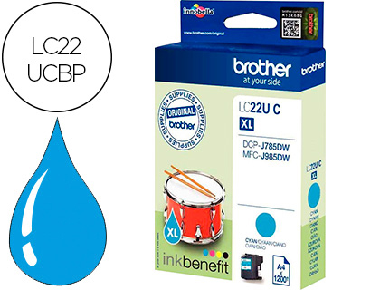 INK-JET BROTHER LC22UCBP XL DCP-J785DW / DCP-J785DWXL / MFC-J985DW / MFC-J985DW CIAN 1.200 PAG