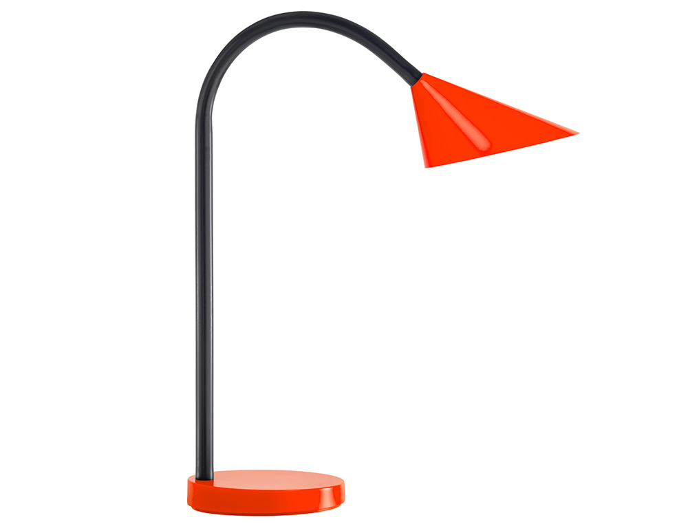 LAMPARA DE ESCRITORIO UNILUX SOL LED 4W BRAZO FLEXIBLE ABS Y METAL ROJO BASE 14 CM DIAMETRO