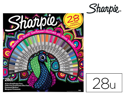 ROTULADOR SHARPIE PERMANENTE PUNTA FINA CAJA DE 28 UNIDADES COLORES SURTIDOS