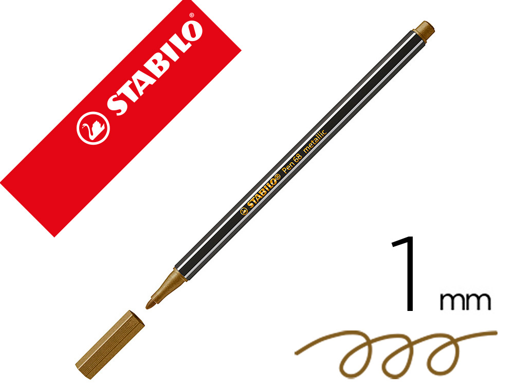 ROTULADOR STABILO ACUARELABLE PEN 68 METALICO ORO PUNTA GRUESA 1MM