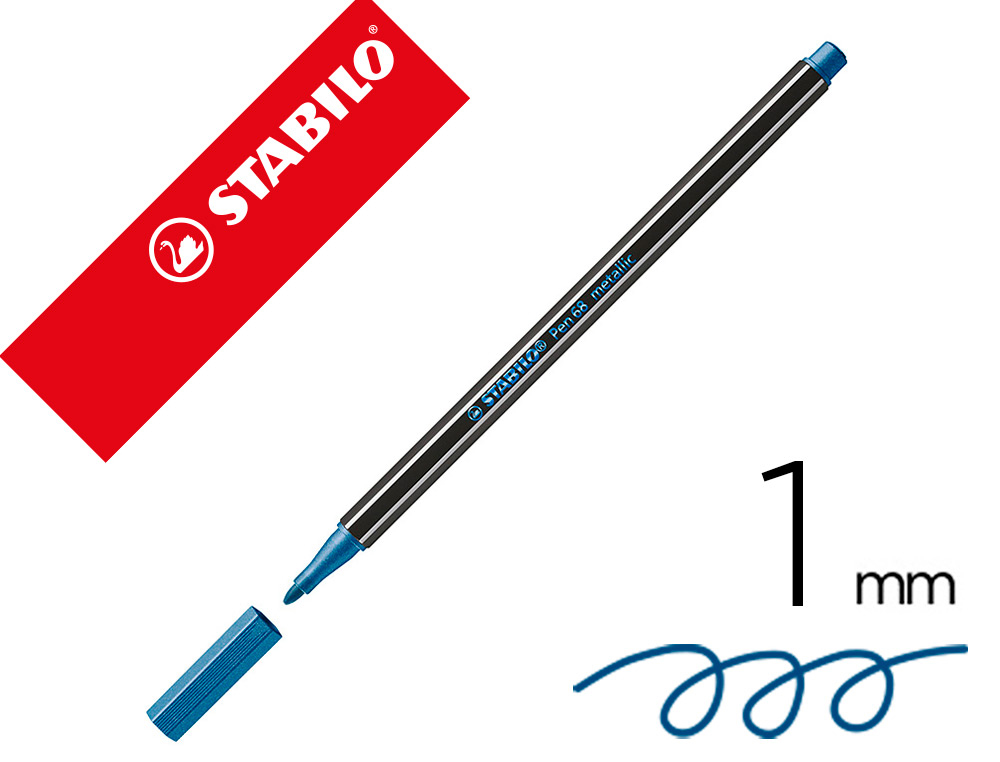 ROTULADOR STABILO ACUARELABLE PEN 68 METALICO AZUL PUNTA GRUESA 1MM