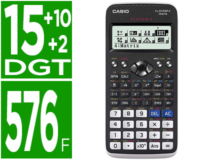 CALCULADORA CASIO FX-570SP CLASSWIZ IBERIA CIENTIFICA 560FUNCIONES 9 MEMORIAS 10+2 DIGITOS 5 IDIOMAS CON TAPA