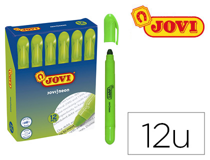 MARCADOR DE CERA GEL JOVI FLUORESCENTE VERDE CAJA DE 12 UNIDADES