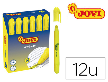 MARCADOR DE CERA GEL JOVI FLUORESCENTE AMARILLO CAJA DE 12 UNIDADES