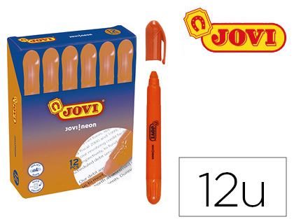 MARCADOR DE CERA GEL JOVI FLUORESCENTE NARANJA CAJA DE 12 UNIDADES