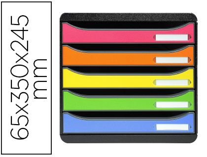 FICHERO CAJONES SOBREMESA EXACOMPTA BIG-BOX PLUS CLASSIC IDERAMA ARLEQUIN 5 CAJONES MULTICOLORES