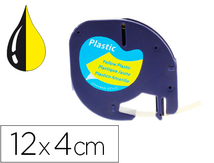 CINTA Q-CONNECT 12MM X 4MT NEGRO-HIPERAMARILLO PARA MAQUINA LETRATAG