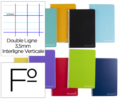 CUADERNO ESPIRAL LIDERPAPEL FOLIO WITTY TAPA DURA 80H 75GR RAYADO MONTESSORI 3,5MM COLORES SURTIDOS