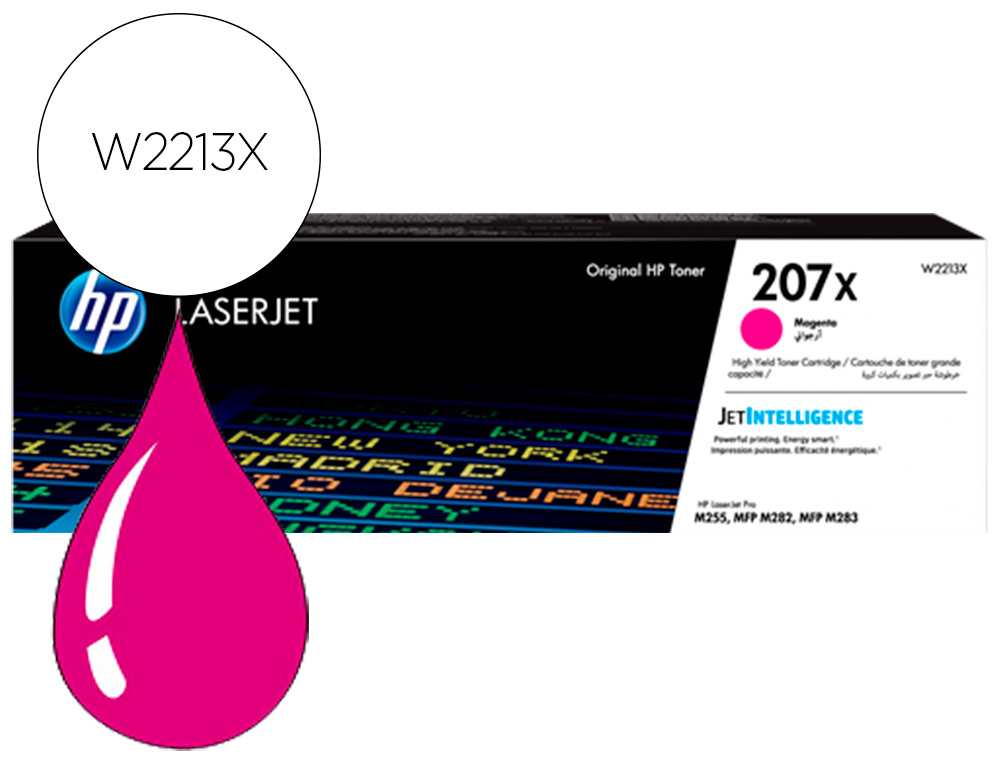 TONER HP 207X COLOR LASERJET PRO M282NW / M283FDN / M283FDW MAGENTA 2.450 PAGINAS