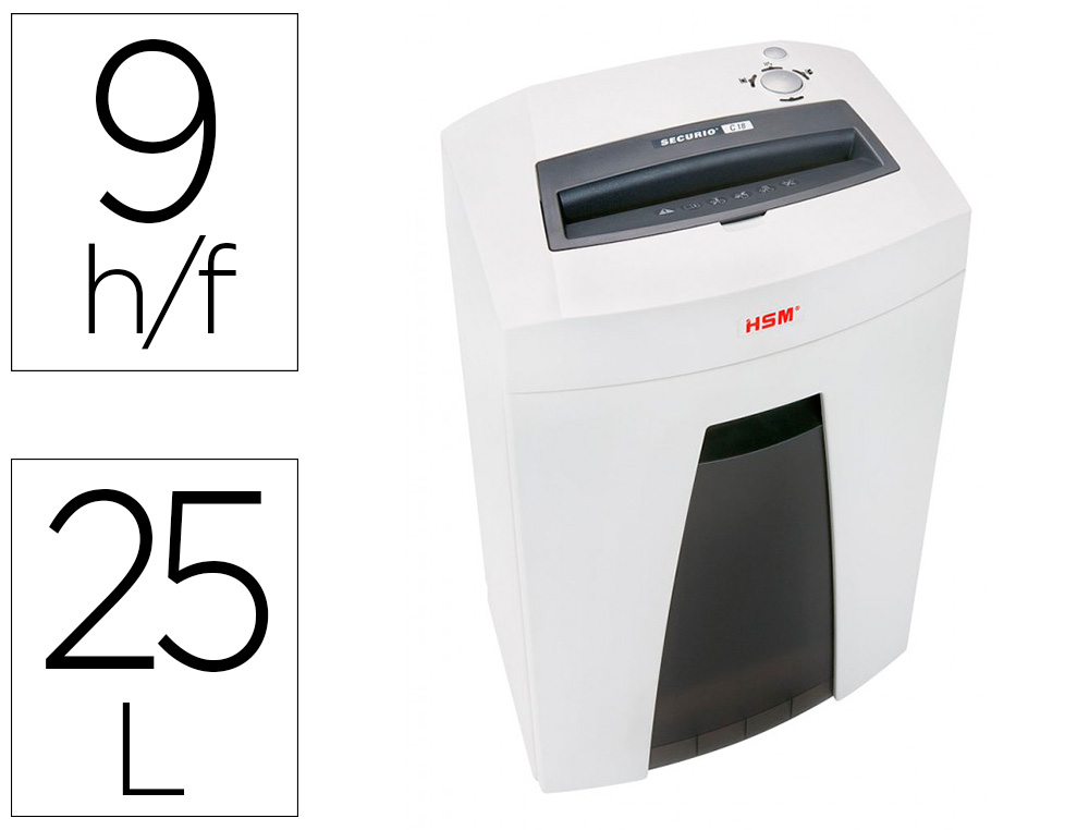 DESTRUCTORA DE DOCUMENTOS HSM SECURIO C18 NIVEL DE SEGURIDAD 4 CAPACIDAD DE CORTE 9 HOJAS EN PARTICULAS
