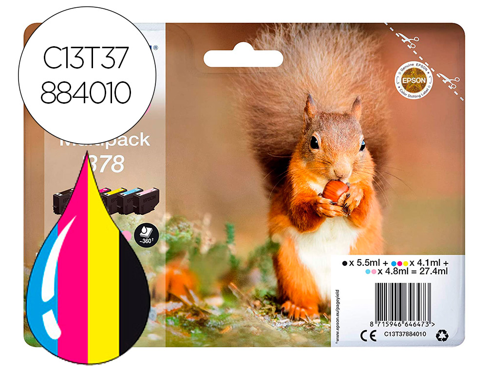 INK-JET EPSON 378 EXPRESSION HOME XP-8605 / 15000 / 8500 NEGRO AMARILLO CIAN MAGENTA CIAN CLARO MAGENTA CLARO 360