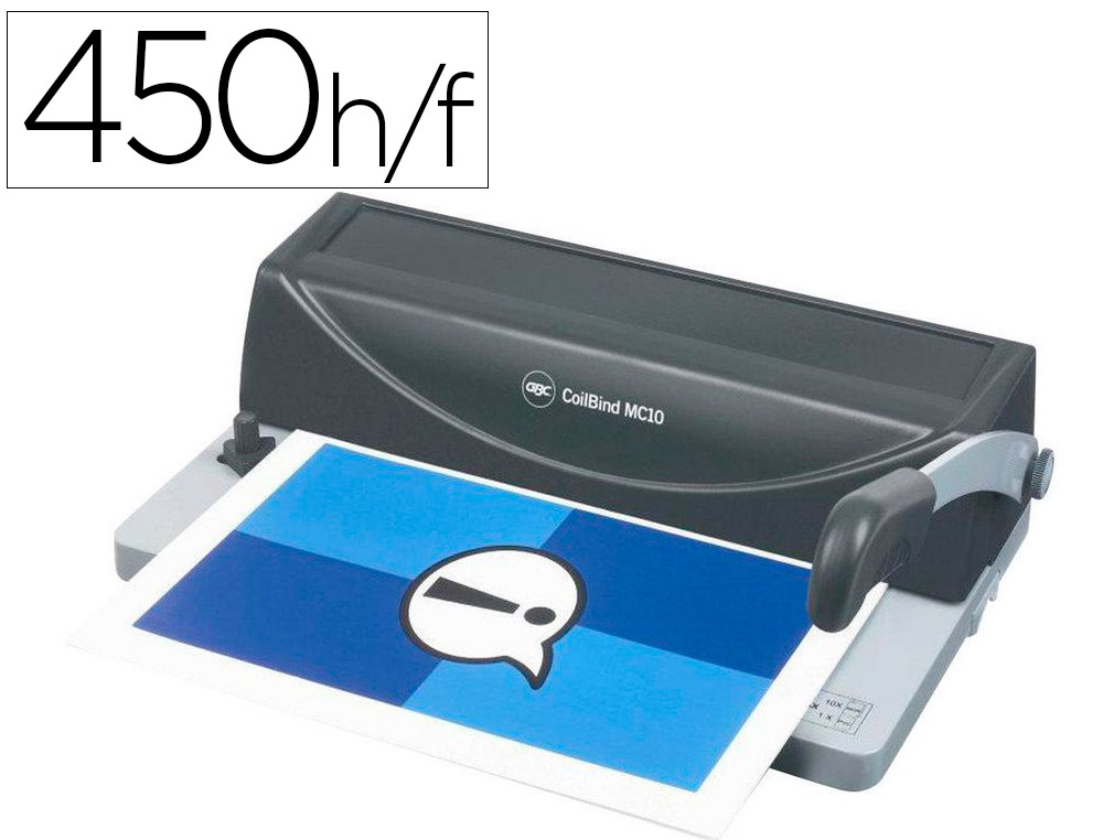 ENCUADERNADORA PARA ESPIRAL METALICO GBC MC 10 PERFORA 10 HOJAS TAMAÑO DIN A4 ENCUADERNA HASTA 450 HOJAS