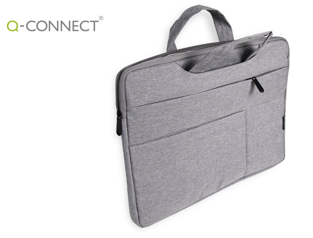 FUNDA PARA PORTATIL Q-CONNECT 15,6\" CON ASAS RETRACTILES CREMALLERA 3 BOLSILLOS EXTERIORES GRIS