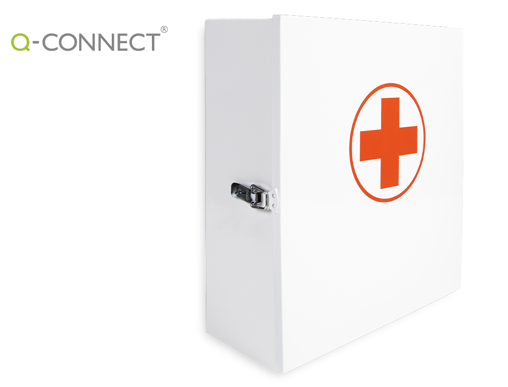BOTIQUIN Q-CONNECT METALICO 4 COMPARTIMENTOS VACIO PRIMEROS AUXILIOS 330X360X120 MM