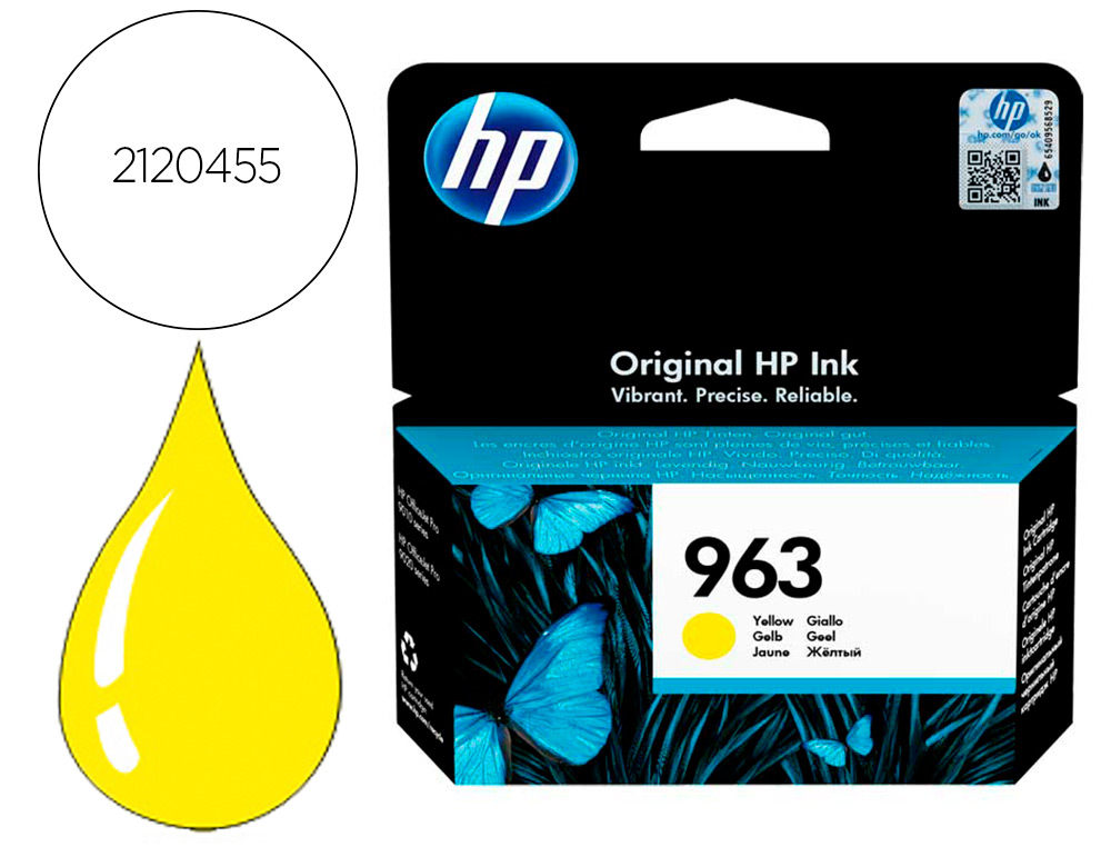 INK-JET HP 963 OFFICEJET PRO 9010 / 9020 / 9022 / 9023 / 9025 AMARILLO 700 PAGINAS