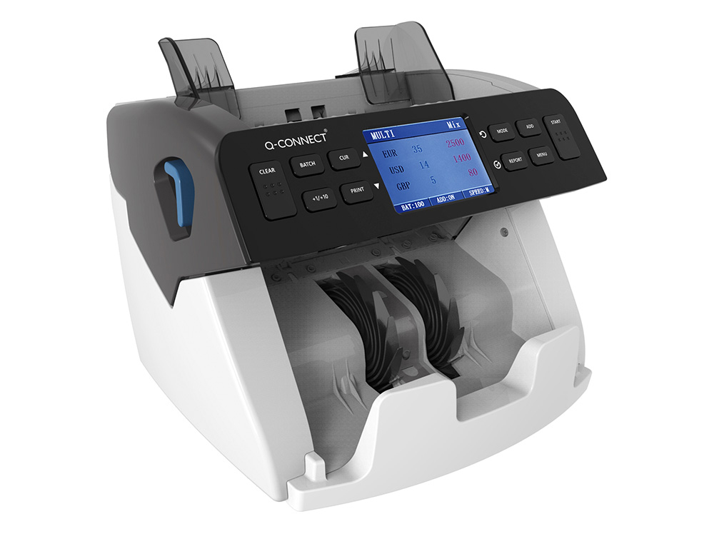 DETECTOR Y CONTADOR Q-CONNECT DE BILLETES FALSOS SENSOR DOBLE CIS ACTUALIZACION DIVISAS USB TARJETA SD O