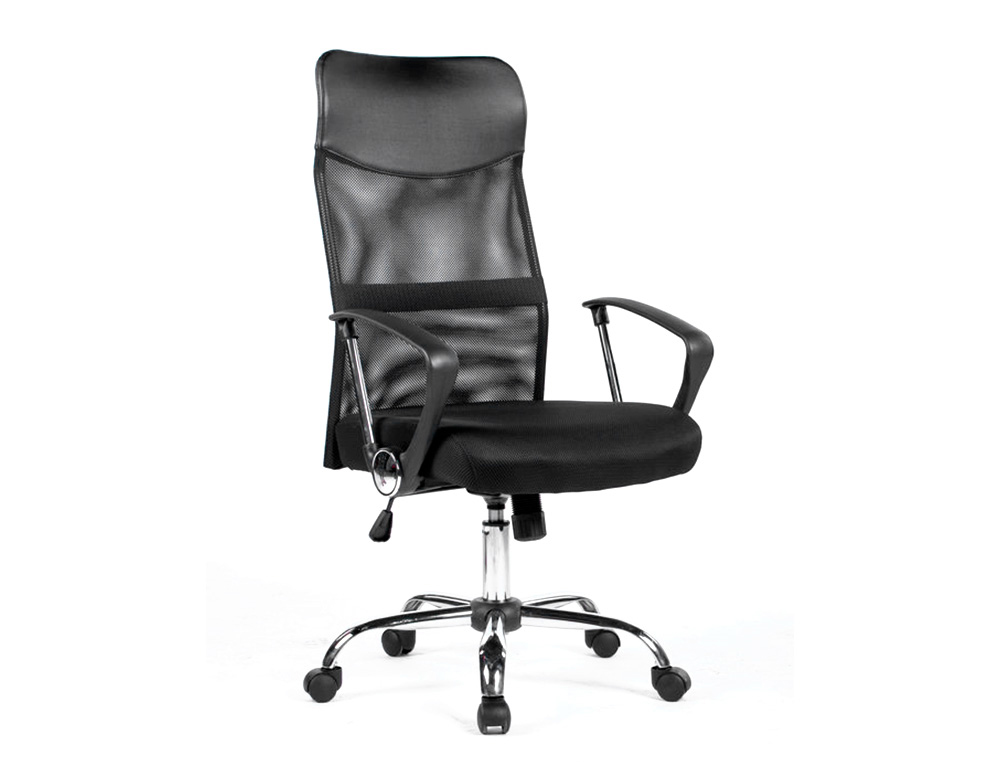 SILLA DE DIRECCION Q-CONNECT BASE METAL RESPALDO ALTO REGULABLE EN ALTURA 1110+100MM ALTO PIEL Y MALLA