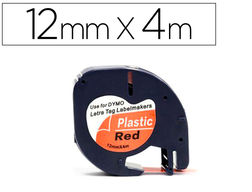 CINTA Q-CONNECT 12MM X 4MT NEGRO-ROJO COSMICO PARA MAQUINA LETRATAG