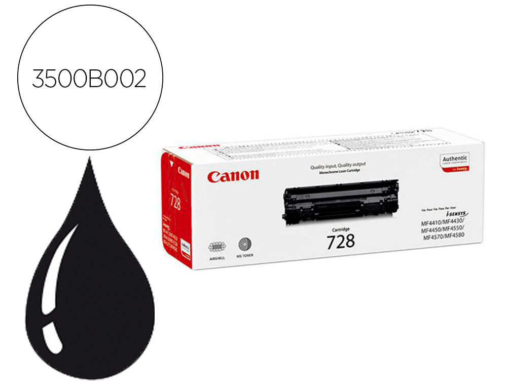 TONER CANON 728 I-SENSYS MF4410 / 4450D / 4580DN / L150 NEGRO 2.100 PAG