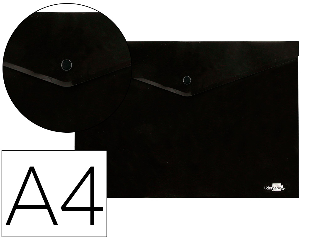 CARPETA LIDERPAPEL DOSSIER BROCHE POLIPROPILENO DIN A4 NEGRO OPACO 50 HOJAS