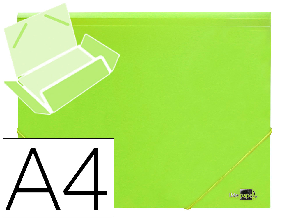 CARPETA LIDERPAPEL GOMAS SOLAPAS POLIPROPILENO DIN A4 AMARILLO FLUOR OPACO