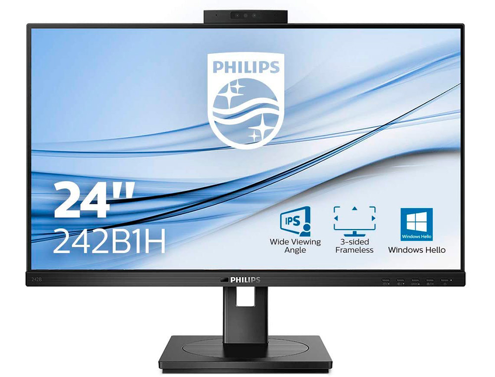 MONITOR PHILIPS 242B1H 23,8\" 16:9 IPS 1.920 PX REGULABLE EN ALTURA CON CAMARA WEB-CAM INTEGRADA COLOR NEGRO